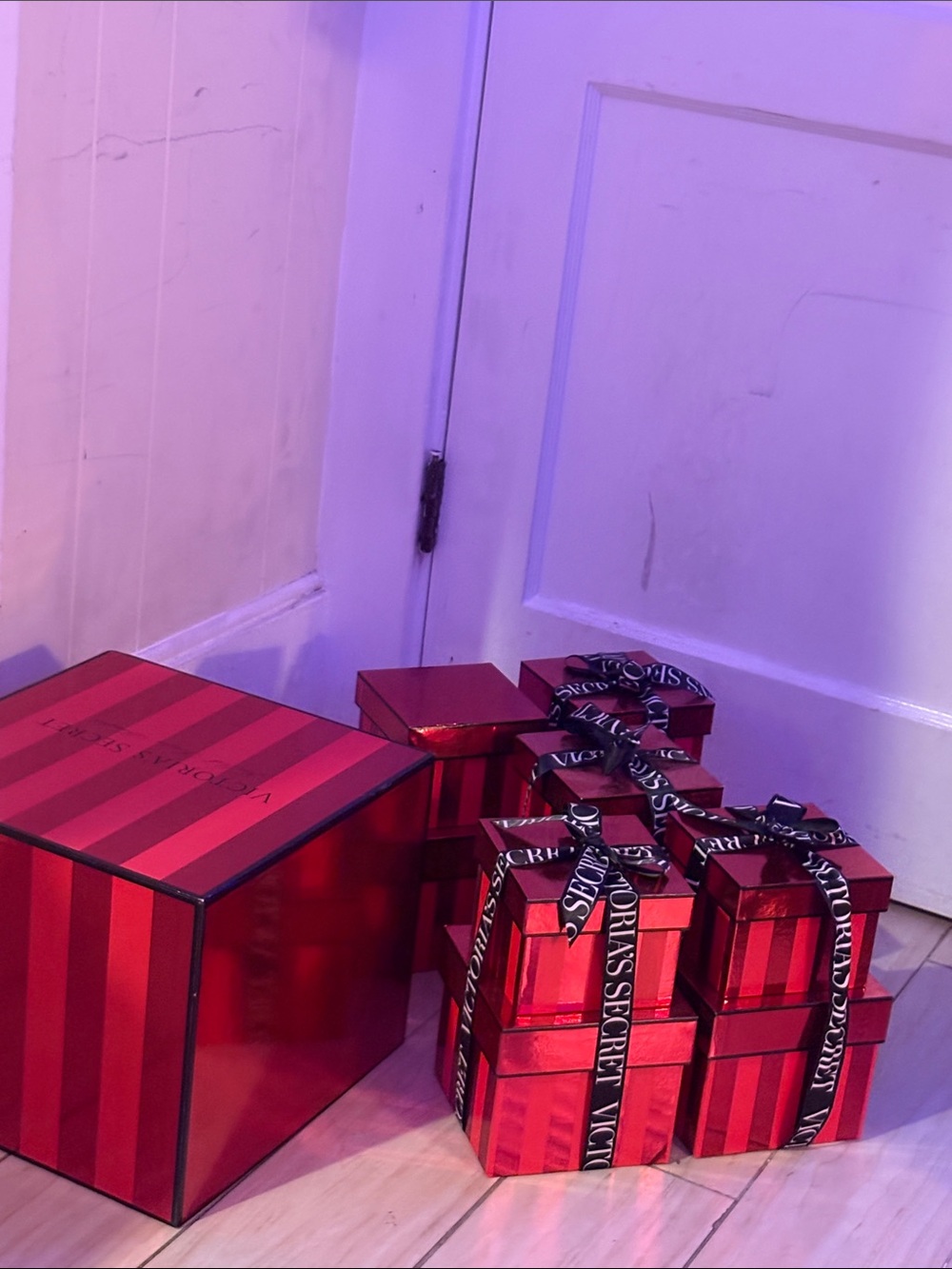 BUNDLE FOR DESDIAMOND Victoria's Secret Red Striped Gift Boxes